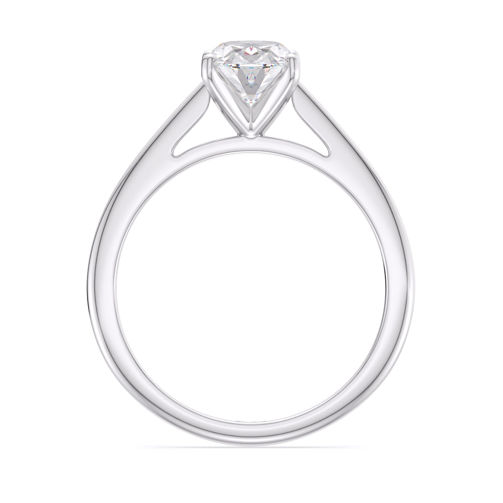 Fine Tapered Cathedral Solitaire Engagement Ring with Oval Cut Diamond in 14KT Platinum view 2
