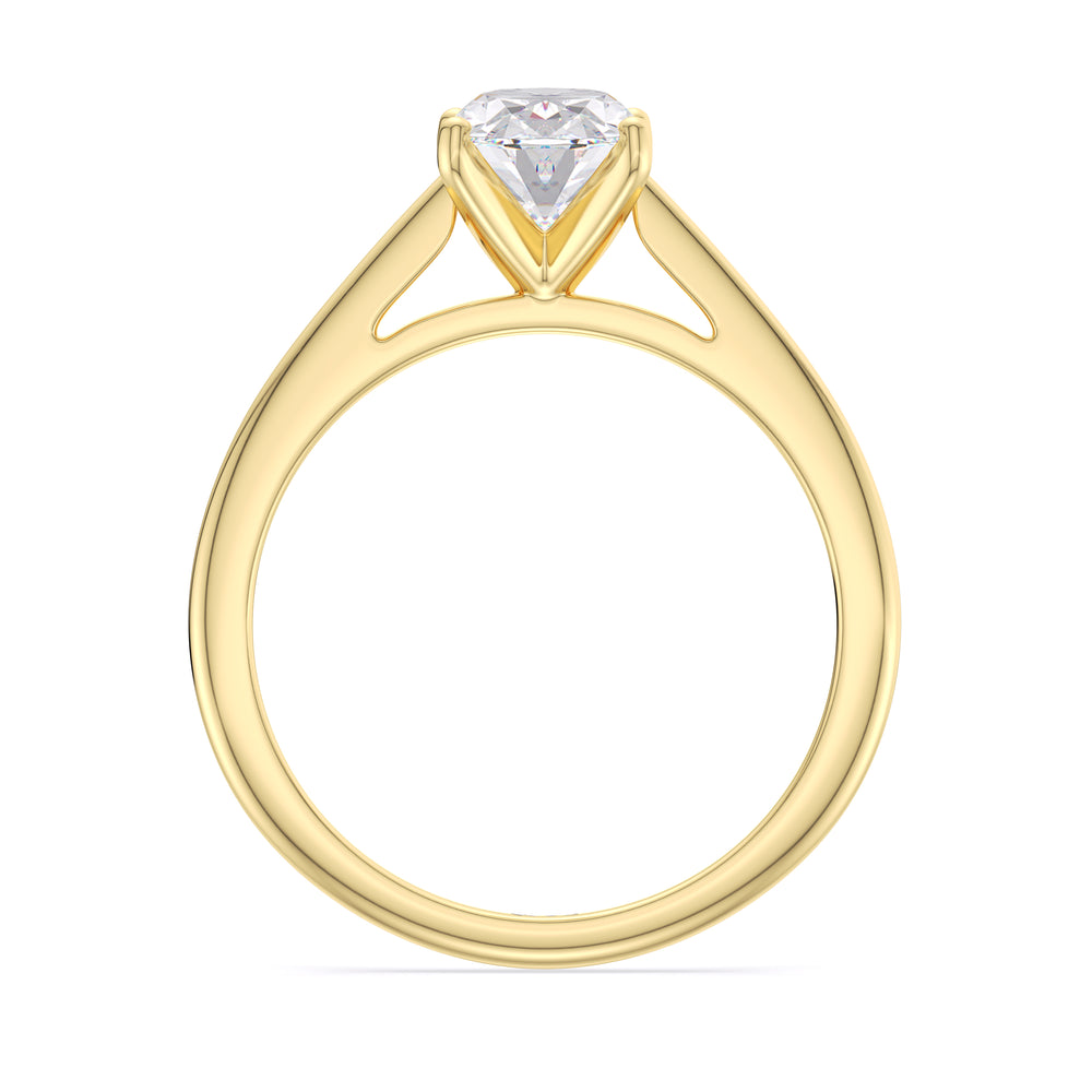 Fine Tapered Cathedral Solitaire Engagement Ring with Oval Cut Diamond in 14KT Yellow Gold view 2
