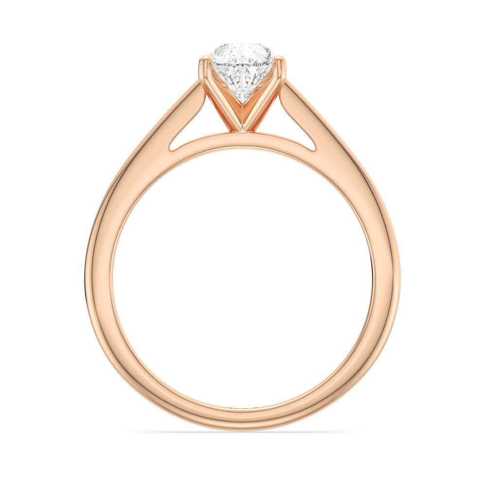 Fine Tapered Cathedral Solitaire Engagement Ring with Pear Cut Diamond in 14KT Rose Gold view 2
