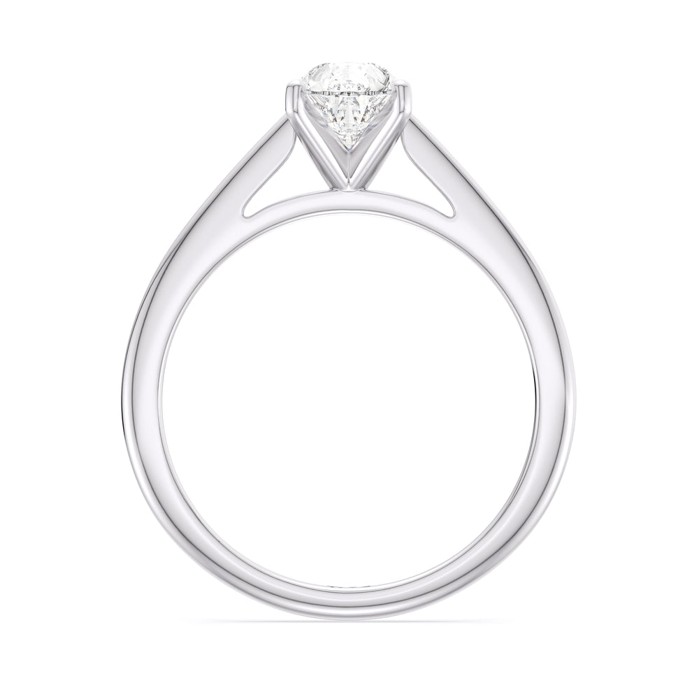 Fine Tapered Cathedral Solitaire Engagement Ring with Pear Cut Diamond in 14KT Platinum view 2

