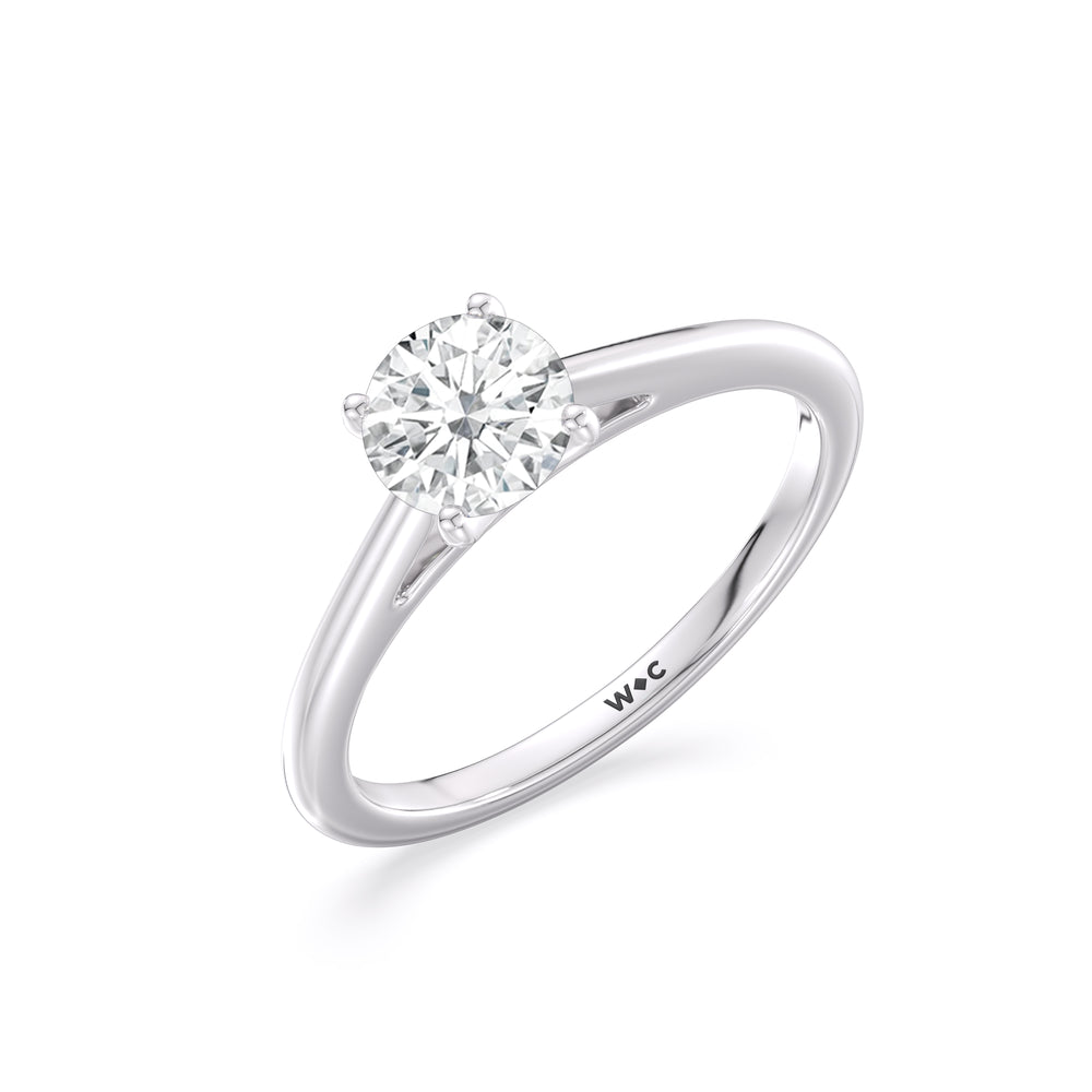 Fine Tapered Cathedral Solitaire Engagement Ring with Round Cut Diamond in 14KT Platinum view 3
