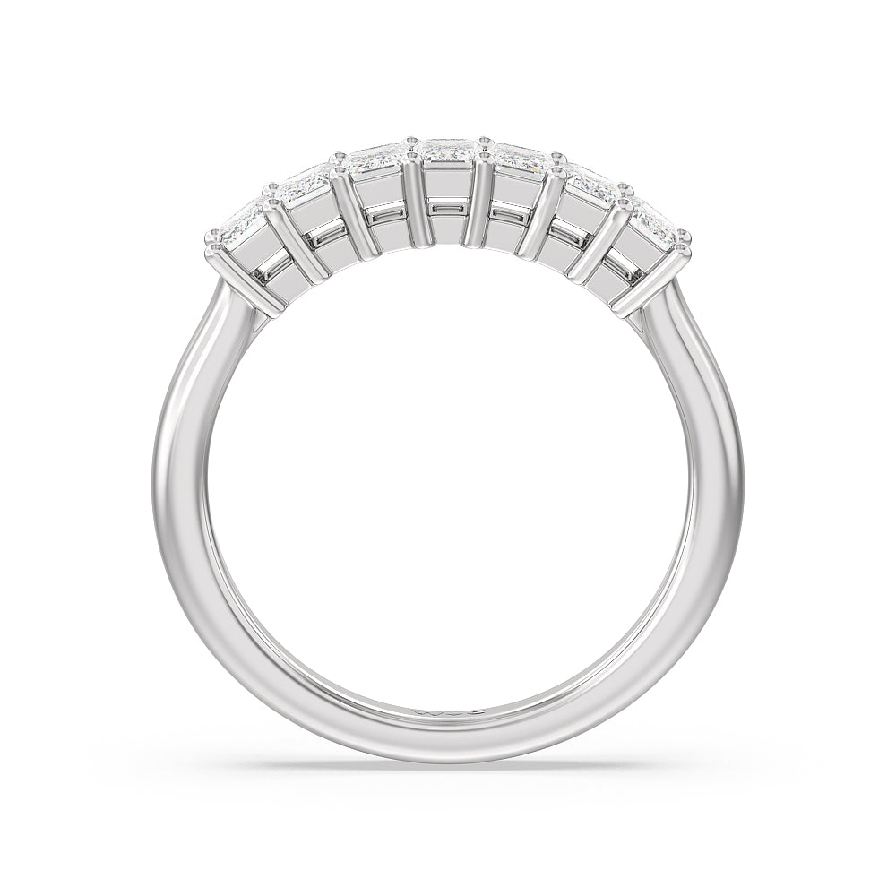 Seven Stone Emerald Cut Diamond Ring (G/H SI+) with Platinum / Natural / 1 Cut Diamond in 14KT Platinum / Natural / 1 view 2
