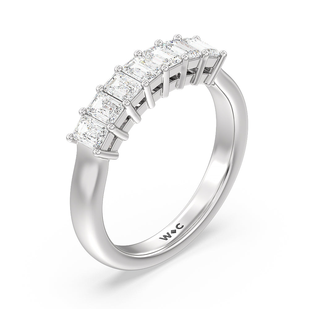 Seven Stone Emerald Cut Diamond Ring (G/H SI+) with Platinum / Natural / 1 Cut Diamond in 14KT Platinum / Natural / 1 view 3

