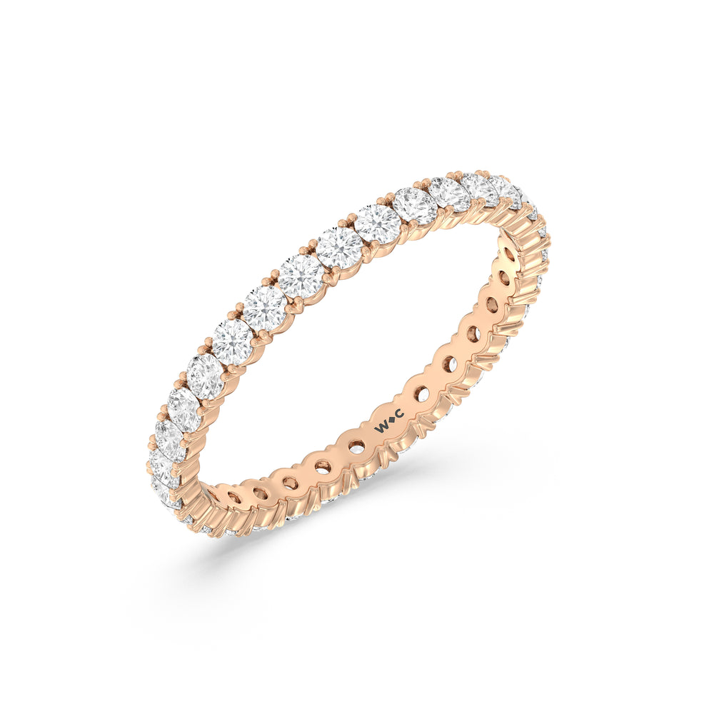 Classic Shared Prong Diamond Eternity Ring with 18KT Rose Gold / Lab / 1 Cut Diamond in 14KT Rose Gold / Lab / 1 view 3
