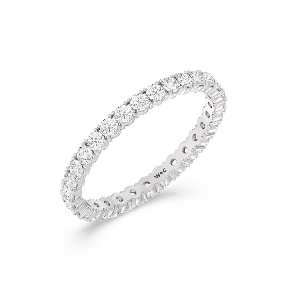 Classic Shared Prong Diamond Eternity Ring with Platinum / Lab / 1 Cut Diamond in 14KT Platinum / Lab / 1 view 3
