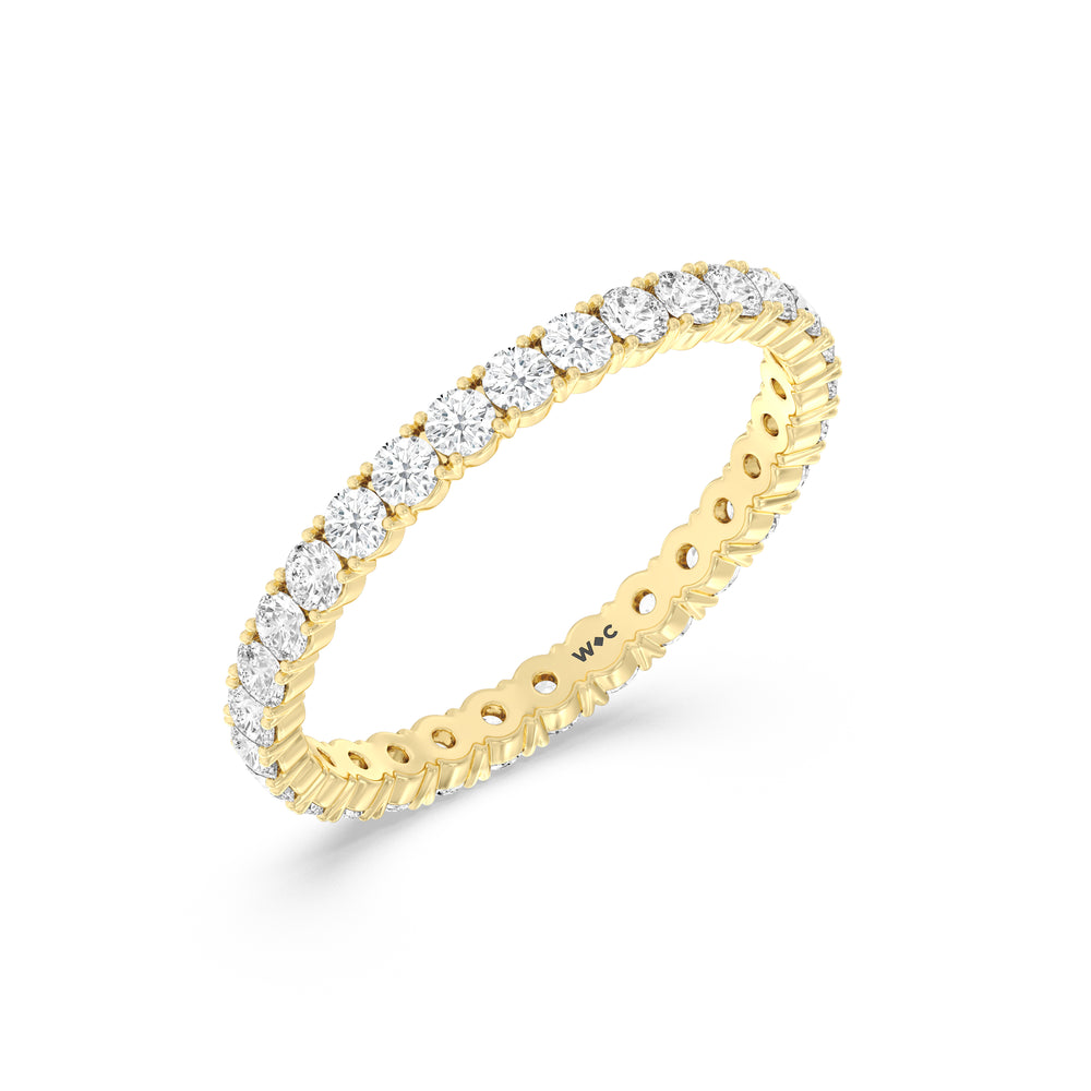Classic Shared Prong Diamond Eternity Ring with 18KT Yellow Gold / Lab / 1 Cut Diamond in 14KT Yellow Gold / Lab / 1 view 3
