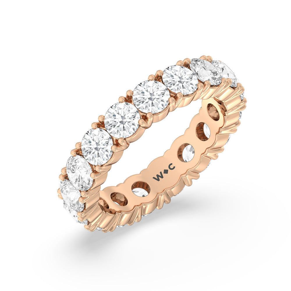 Classic Shared Prong Diamond Eternity Ring with 18KT Rose Gold / Lab / 4 1/4 Cut Diamond in 14KT Rose Gold / Lab / 4 1/4 view 3
