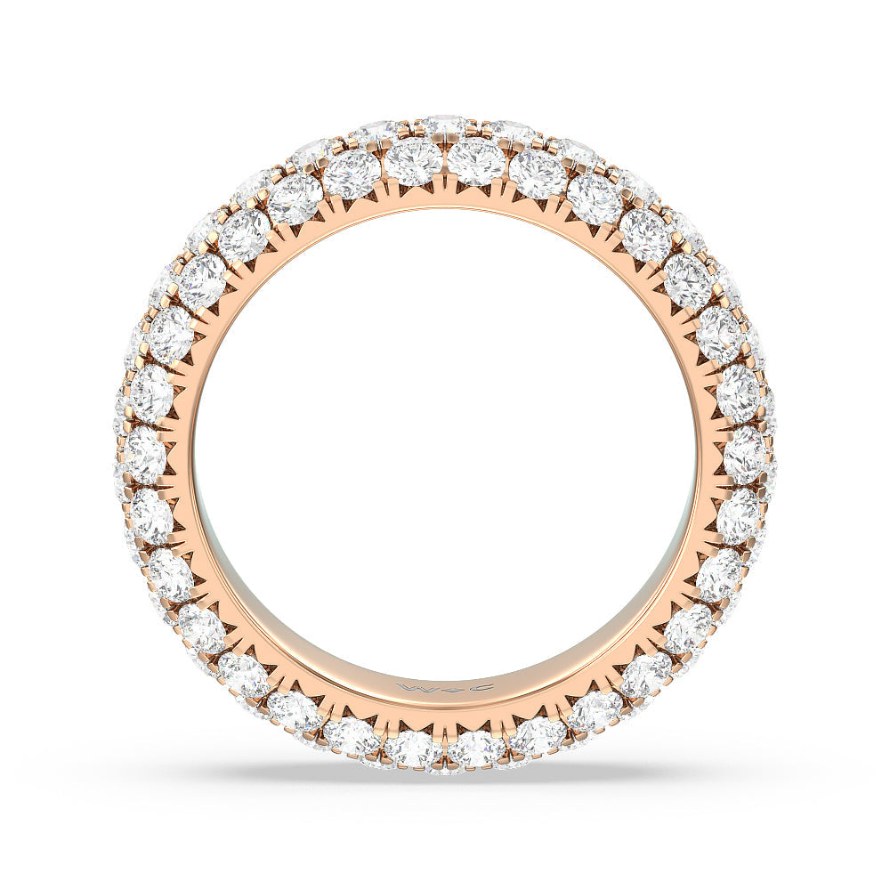 Pave Dome Eternity Ring with 18KT Rose Gold / Natural / 3 Cut Diamond in 14KT Rose Gold / Natural / 3 view 3
