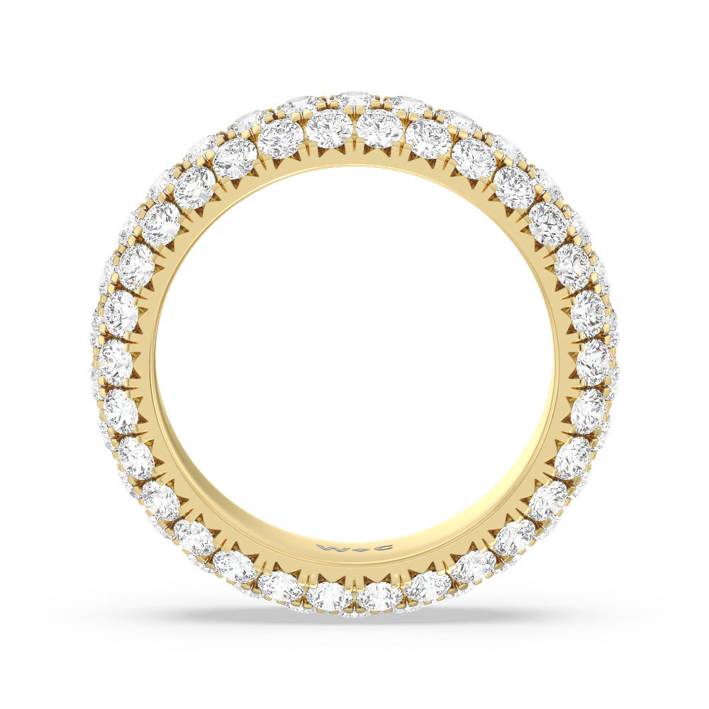 Pave Dome Eternity Ring with 18KT Yellow Gold / Natural / 3 Cut Diamond in 14KT Yellow Gold / Natural / 3 view 3
