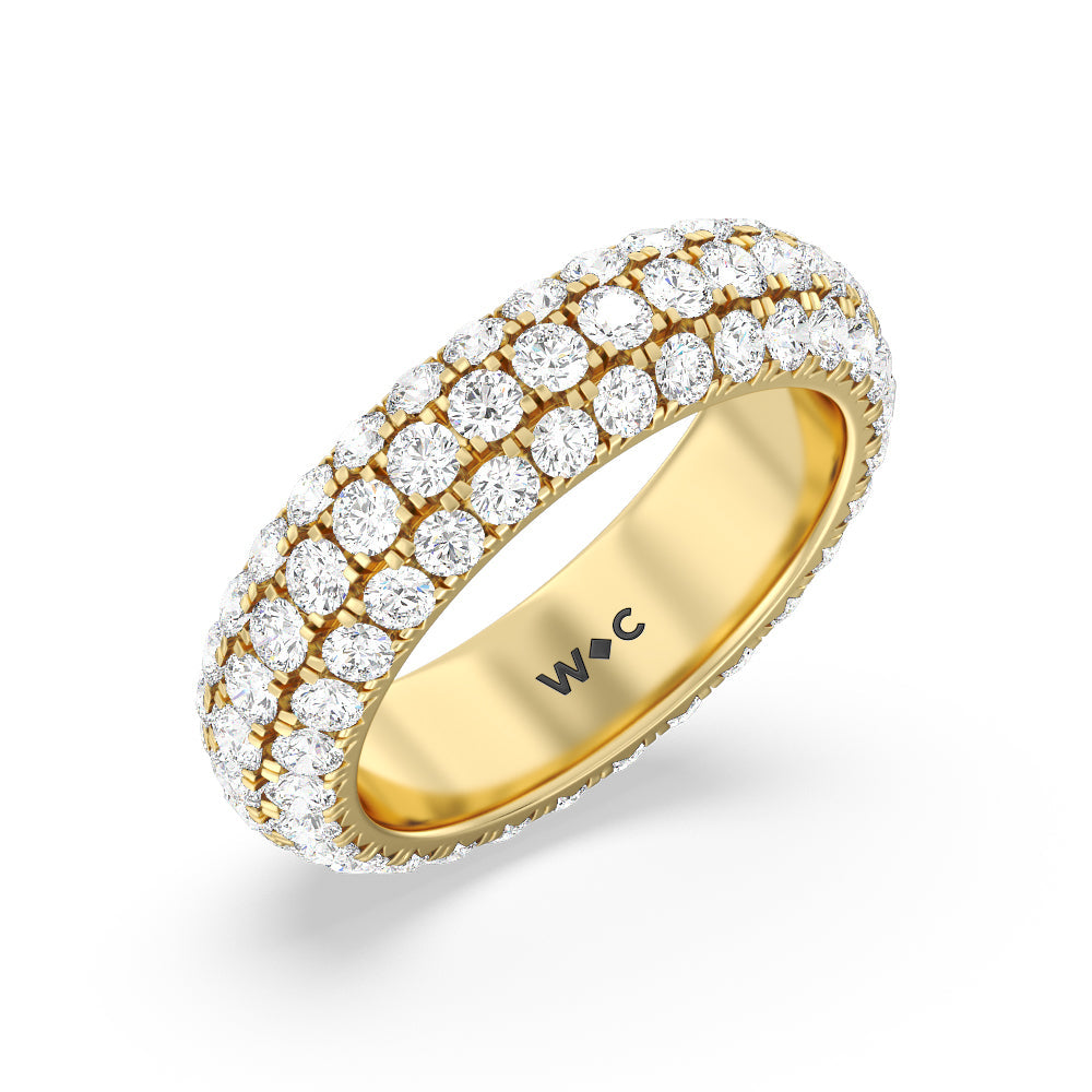 Pave Dome Eternity Ring with 18KT Yellow Gold / Natural / 3 Cut Diamond in 14KT Yellow Gold / Natural / 3 view 2
