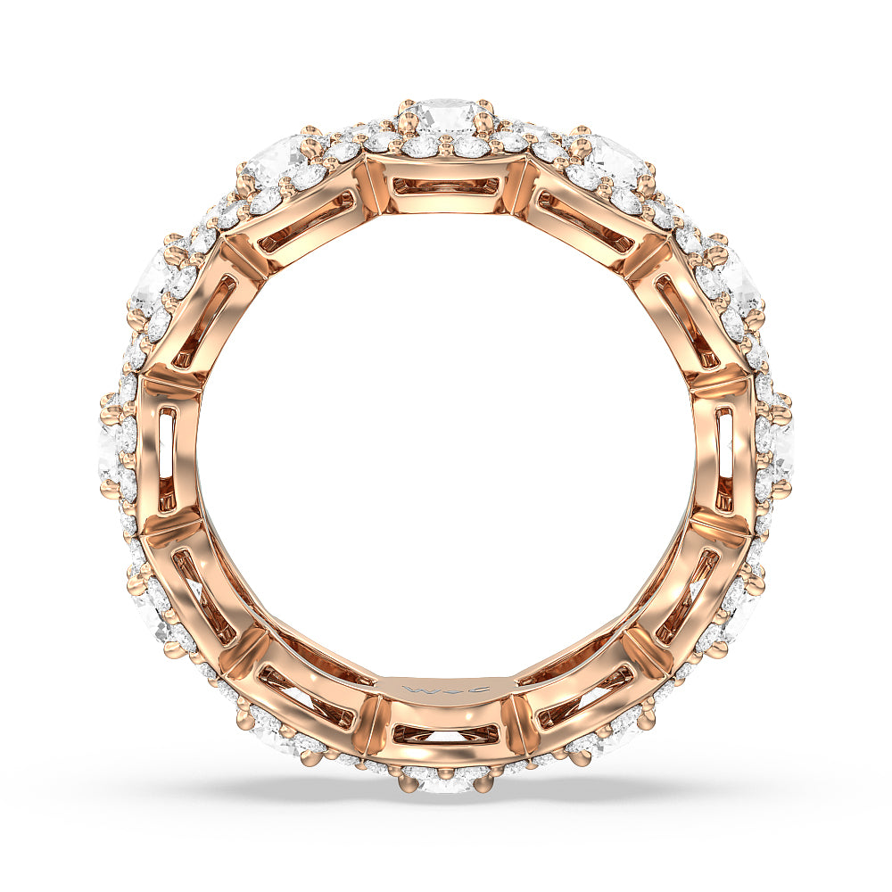 Round Halo Eternity Ring with 18KT Rose Gold / Natural / 3 3/4 Cut Diamond in 14KT Rose Gold / Natural / 3 3/4 view 3
