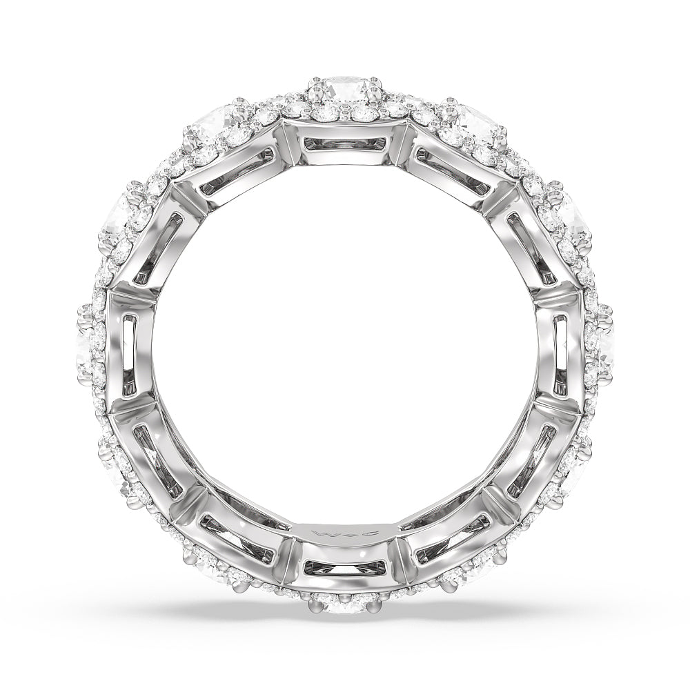 Round Halo Eternity Ring with Platinum / Natural / 3 3/4 Cut Diamond in 14KT Platinum / Natural / 3 3/4 view 3
