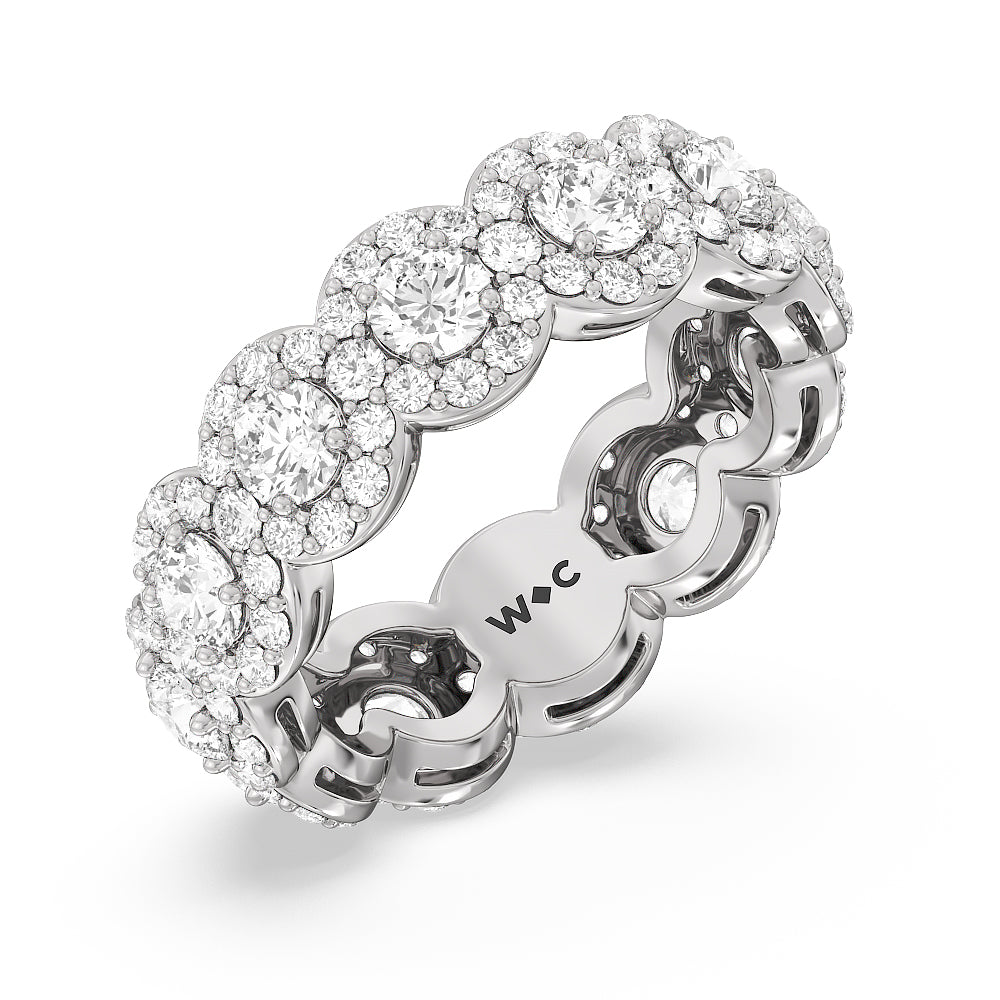 Round Halo Eternity Ring with Platinum / Natural / 3 3/4 Cut Diamond in 14KT Platinum / Natural / 3 3/4 view 2
