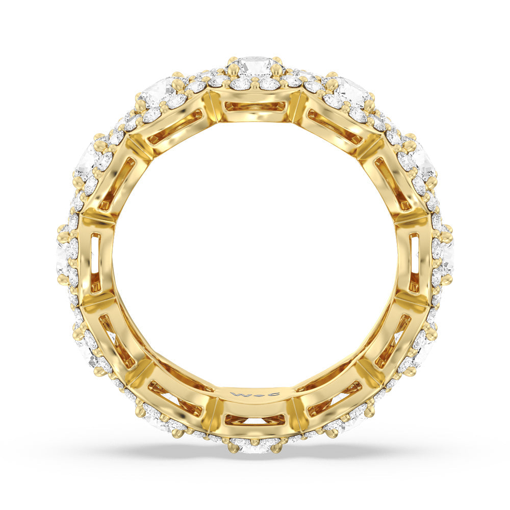 Round Halo Eternity Ring with 18KT Yellow Gold / Natural / 3 3/4 Cut Diamond in 14KT Yellow Gold / Natural / 3 3/4 view 3

