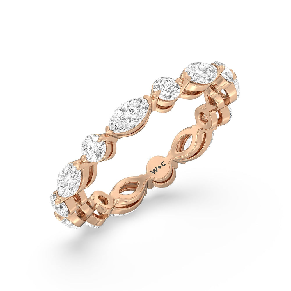 East-West Marquise and Round Eternity Ring with 18KT Rose Gold / Natural / 2 1/5 Cut Diamond in 14KT Rose Gold / Natural / 2 1/5 view 2

