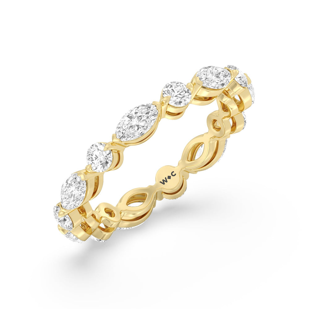 East-West Marquise and Round Eternity Ring with 18KT Yellow Gold / Natural / 2 1/5 Cut Diamond in 14KT Yellow Gold / Natural / 2 1/5 view 2
