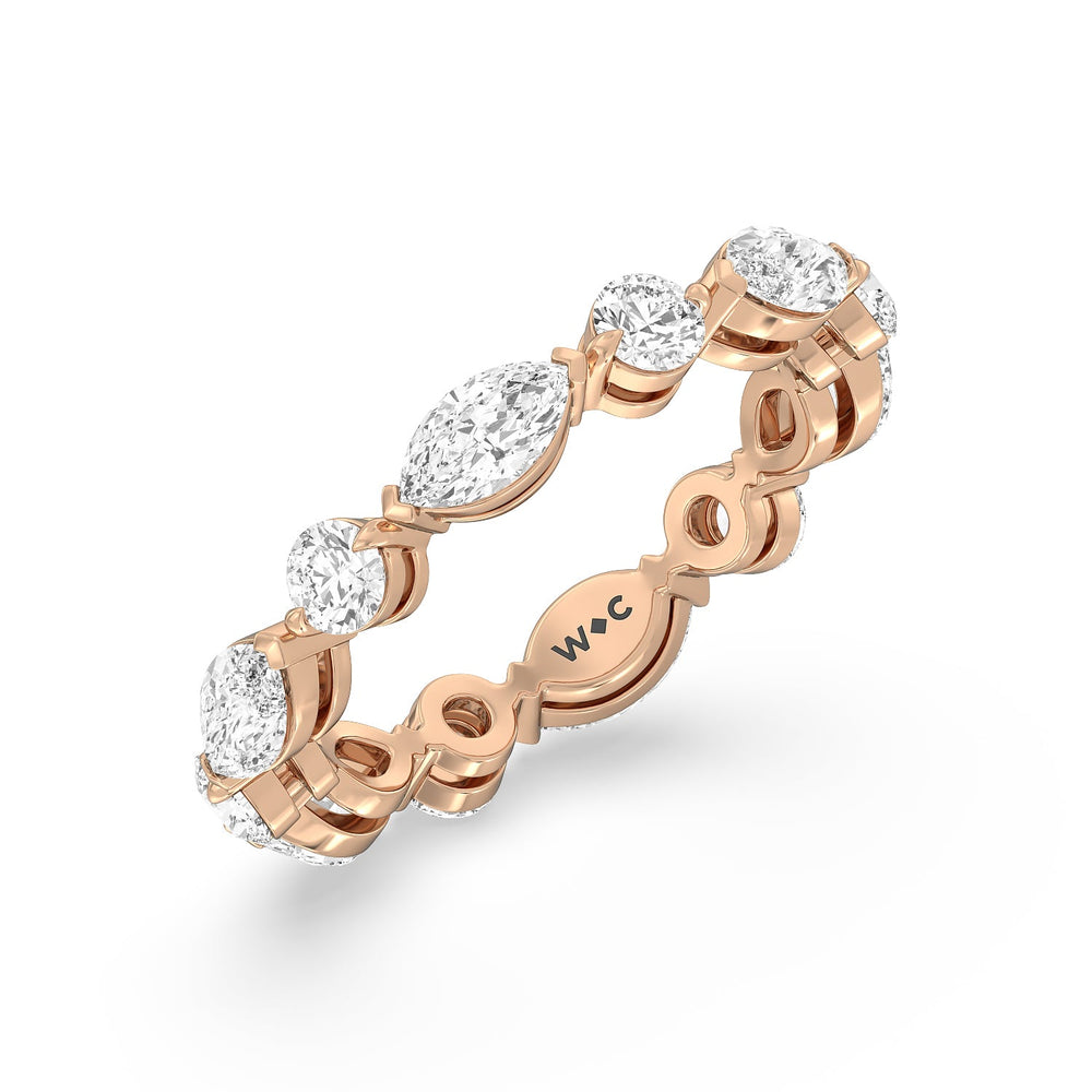 East-West Marquise and Round Eternity Ring with 18KT Rose Gold / Natural / 2 7/8 Cut Diamond in 14KT Rose Gold / Natural / 2 7/8 view 2
