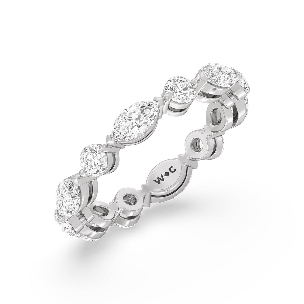 East-West Marquise and Round Eternity Ring with Platinum / Natural / 2 7/8 Cut Diamond in 14KT Platinum / Natural / 2 7/8 view 2
