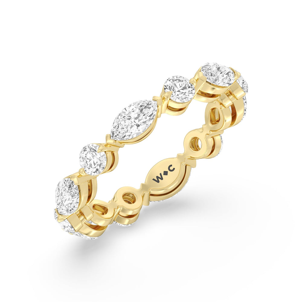 East-West Marquise and Round Eternity Ring with 18KT Yellow Gold / Natural / 2 7/8 Cut Diamond in 14KT Yellow Gold / Natural / 2 7/8 view 2
