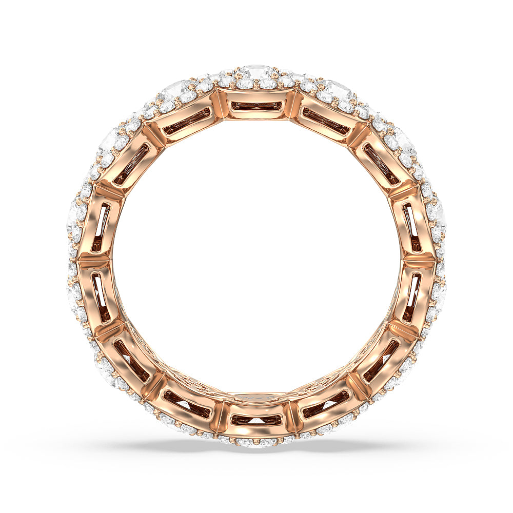 Round Halo Eternity Ring with 18KT Rose Gold / Natural / 2 5/8 Cut Diamond in 14KT Rose Gold / Natural / 2 5/8 view 2
