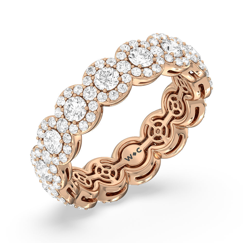 Round Halo Eternity Ring with 18KT Rose Gold / Natural / 2 5/8 Cut Diamond in 14KT Rose Gold / Natural / 2 5/8 view 3
