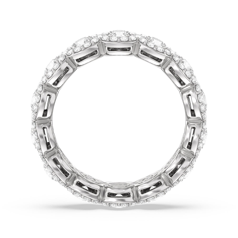Round Halo Eternity Ring with Platinum / Natural / 2 5/8 Cut Diamond in 14KT Platinum / Natural / 2 5/8 view 2
