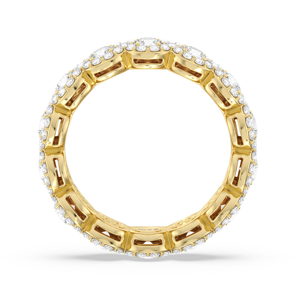 Round Halo Eternity Ring with 18KT Yellow Gold / Natural / 2 5/8 Cut Diamond in 14KT Yellow Gold / Natural / 2 5/8 view 2
