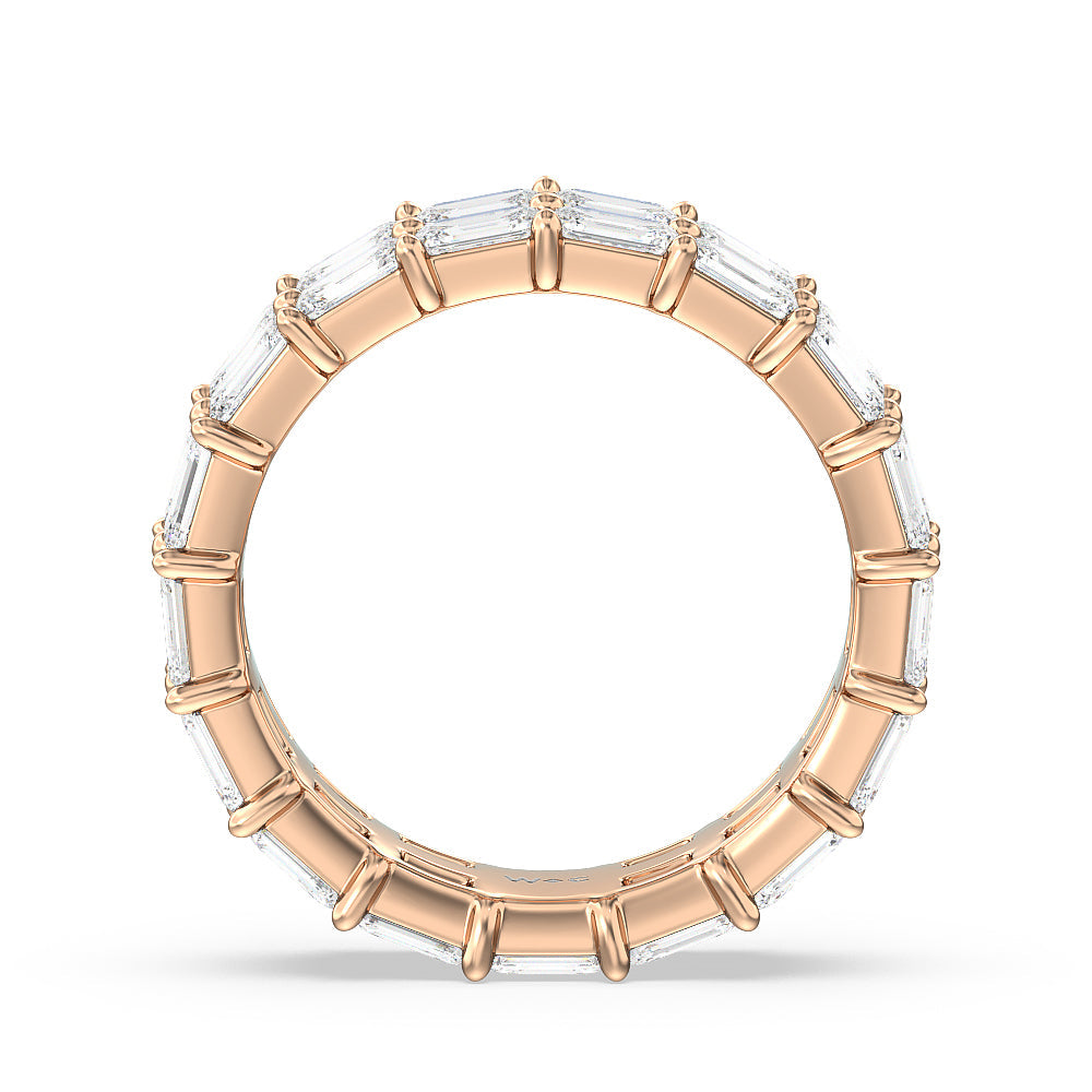 Two Row East West Emerald  Eternity Ring with 18KT Rose Gold / Natural / 5 3/4 Cut Diamond in 14KT Rose Gold / Natural / 5 3/4 view 2
