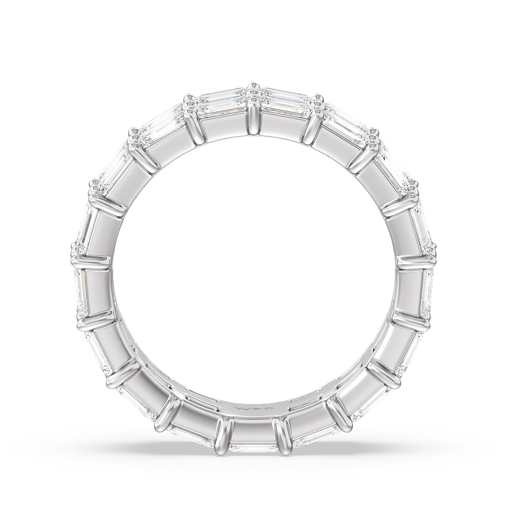 Two Row East West Emerald  Eternity Ring with Platinum / Natural / 5 3/4 Cut Diamond in 14KT Platinum / Natural / 5 3/4 view 2
