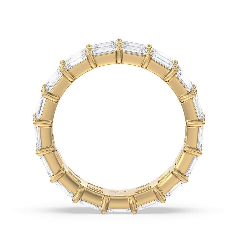 Two Row East West Emerald  Eternity Ring with 18KT Yellow Gold / Natural / 5 3/4 Cut Diamond in 14KT Yellow Gold / Natural / 5 3/4 view 2
