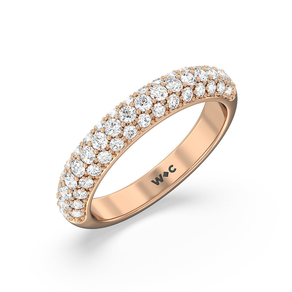 Pave Dome Anniversary Band with 18KT Rose Gold / Natural / 7/8 Cut Diamond in 14KT Rose Gold / Natural / 7/8 view 3
