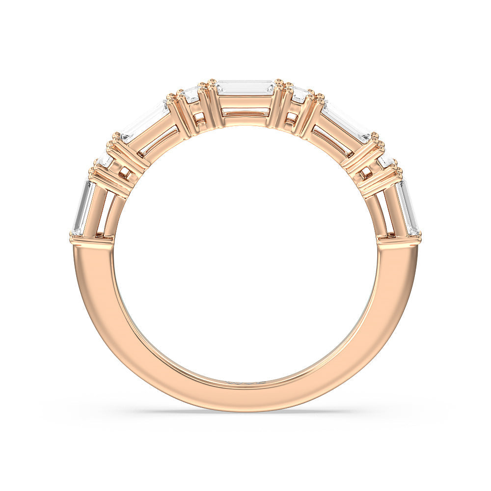 Geometric Sequence Diamond Anniversary Band with 18KT Rose Gold / Natural / 1/2 Cut Diamond in 14KT Rose Gold / Natural / 1/2 view 2
