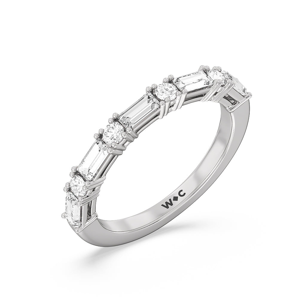 Geometric Sequence Diamond Anniversary Band with Platinum / Natural / 1/2 Cut Diamond in 14KT Platinum / Natural / 1/2 view 3
