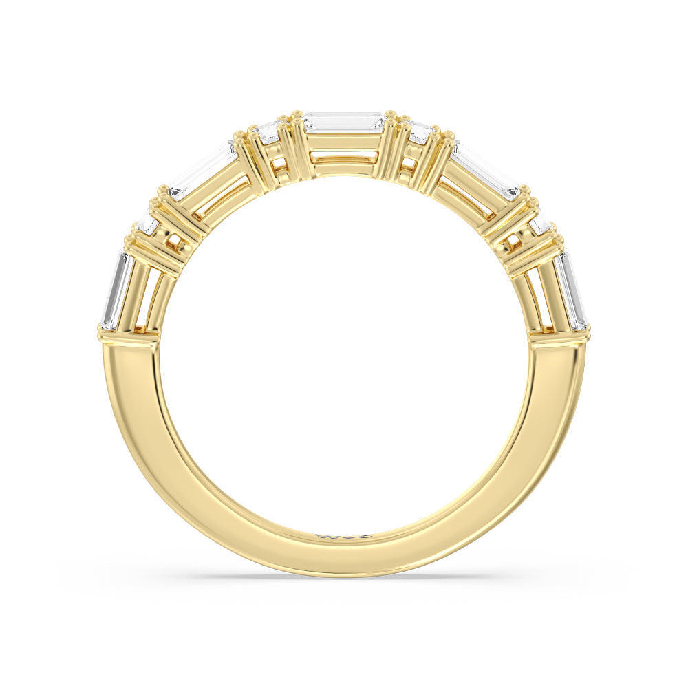 Geometric Sequence Diamond Anniversary Band with 18KT Yellow Gold / Natural / 1/2 Cut Diamond in 14KT Yellow Gold / Natural / 1/2 view 2
