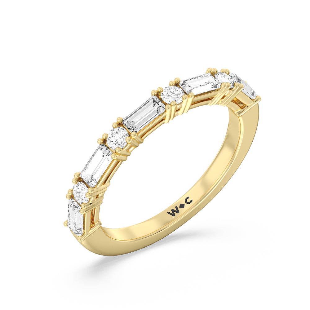 Geometric Sequence Diamond Anniversary Band with 18KT Yellow Gold / Natural / 1/2 Cut Diamond in 14KT Yellow Gold / Natural / 1/2 view 3
