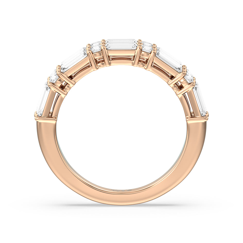 Alternating Two Row Baguette and Round Anniversary Band (G/H SI+) with 18KT Rose Gold / Natural / 1 Cut Diamond in 14KT Rose Gold / Natural / 1 view 2
