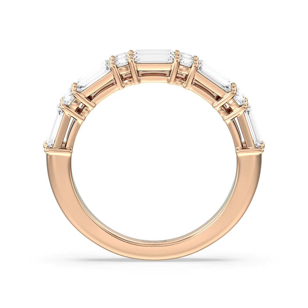 Alternating Two Row Baguette and Round Anniversary Band (E+ VS+) with 18KT Rose Gold / Lab / 1 Cut Diamond in 14KT Rose Gold / Lab / 1 view 2
