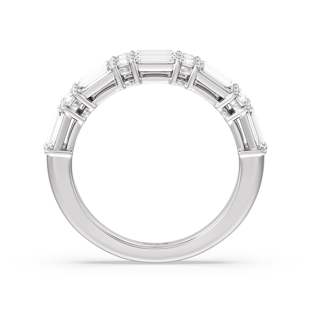 Alternating Two Row Baguette and Round Anniversary Band (G/H SI+) with Platinum / Natural / 1 Cut Diamond in 14KT Platinum / Natural / 1 view 2
