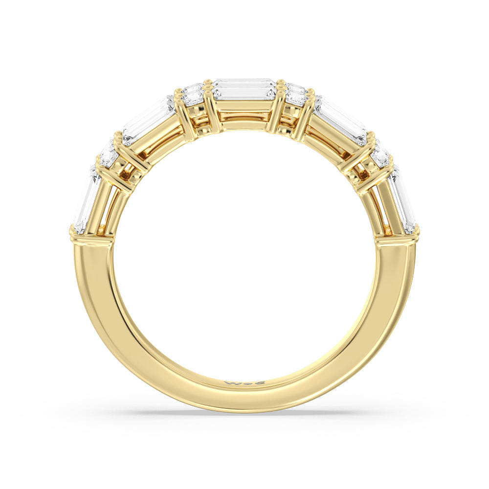 Alternating Two Row Baguette and Round Anniversary Band (G/H SI+) with 18KT Yellow Gold / Natural / 1 Cut Diamond in 14KT Yellow Gold / Natural / 1 view 2
