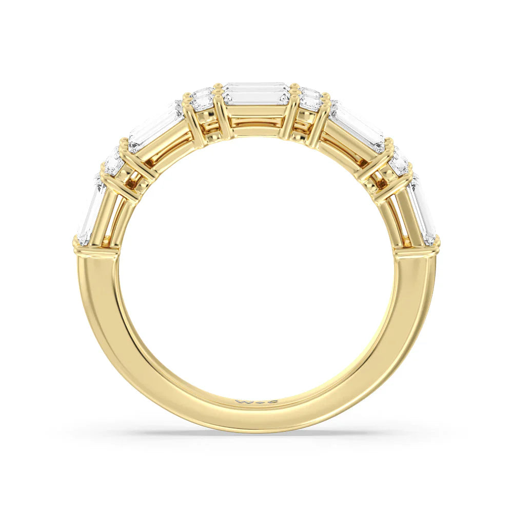 Alternating Two Row Baguette and Round Anniversary Band (E+ VS+) with 18KT Yellow Gold / Lab / 1 Cut Diamond in 14KT Yellow Gold / Lab / 1 view 2
