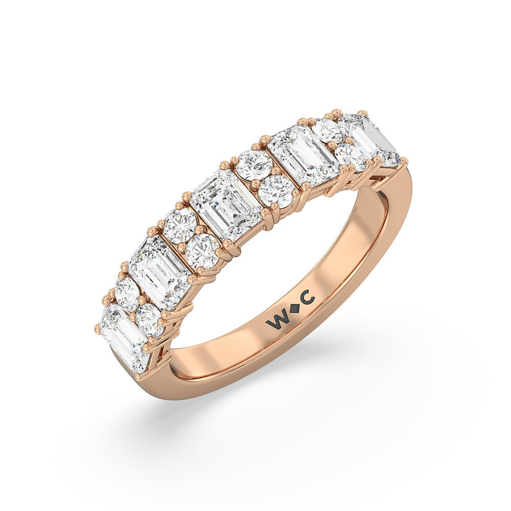 Emerald Station Anniversary Ring with 18KT Rose Gold / Natural / 2 Cut Diamond in 14KT Rose Gold / Natural / 2 view 5
