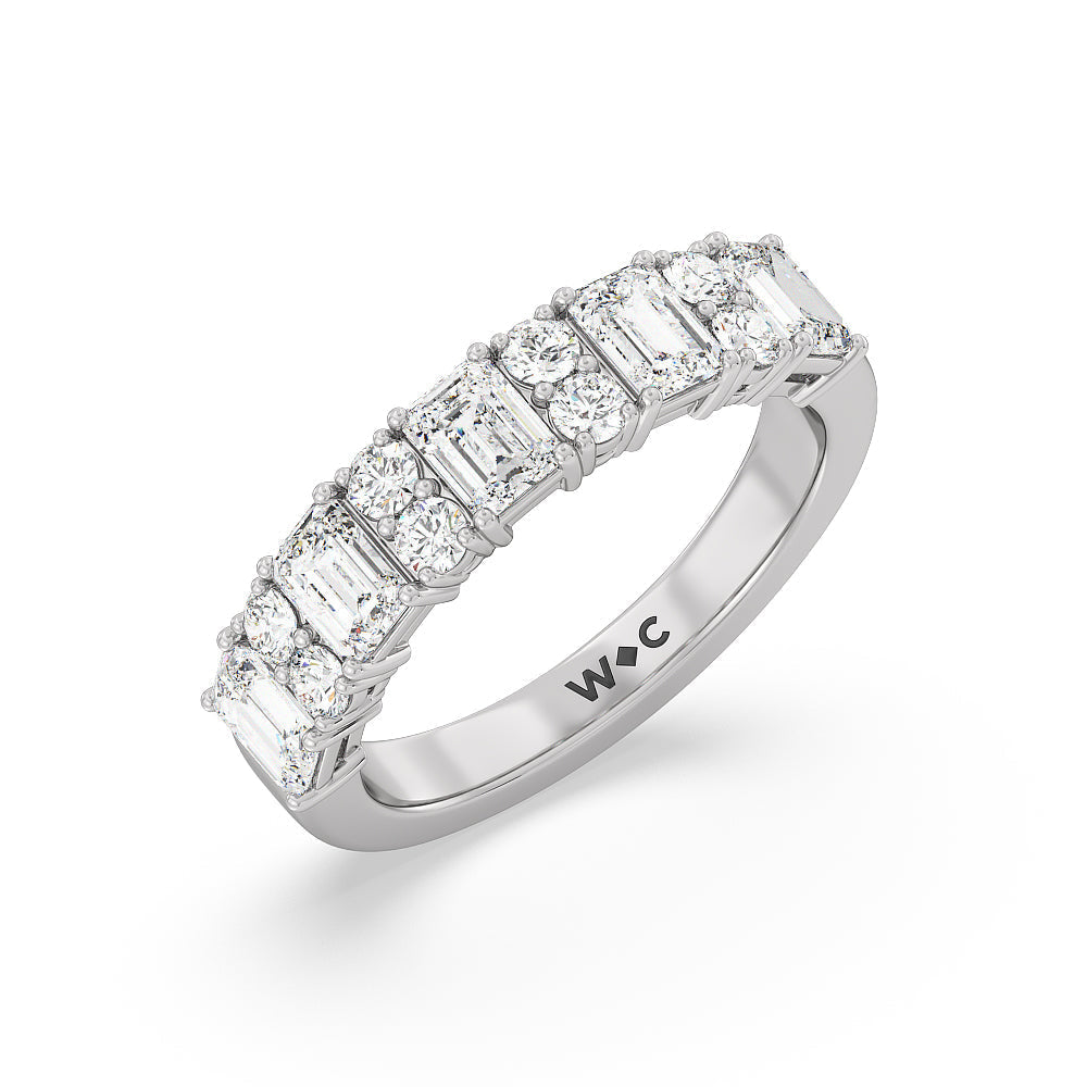 Emerald Station Anniversary Ring with Platinum / Natural / 2 Cut Diamond in 14KT Platinum / Natural / 2 view 3
