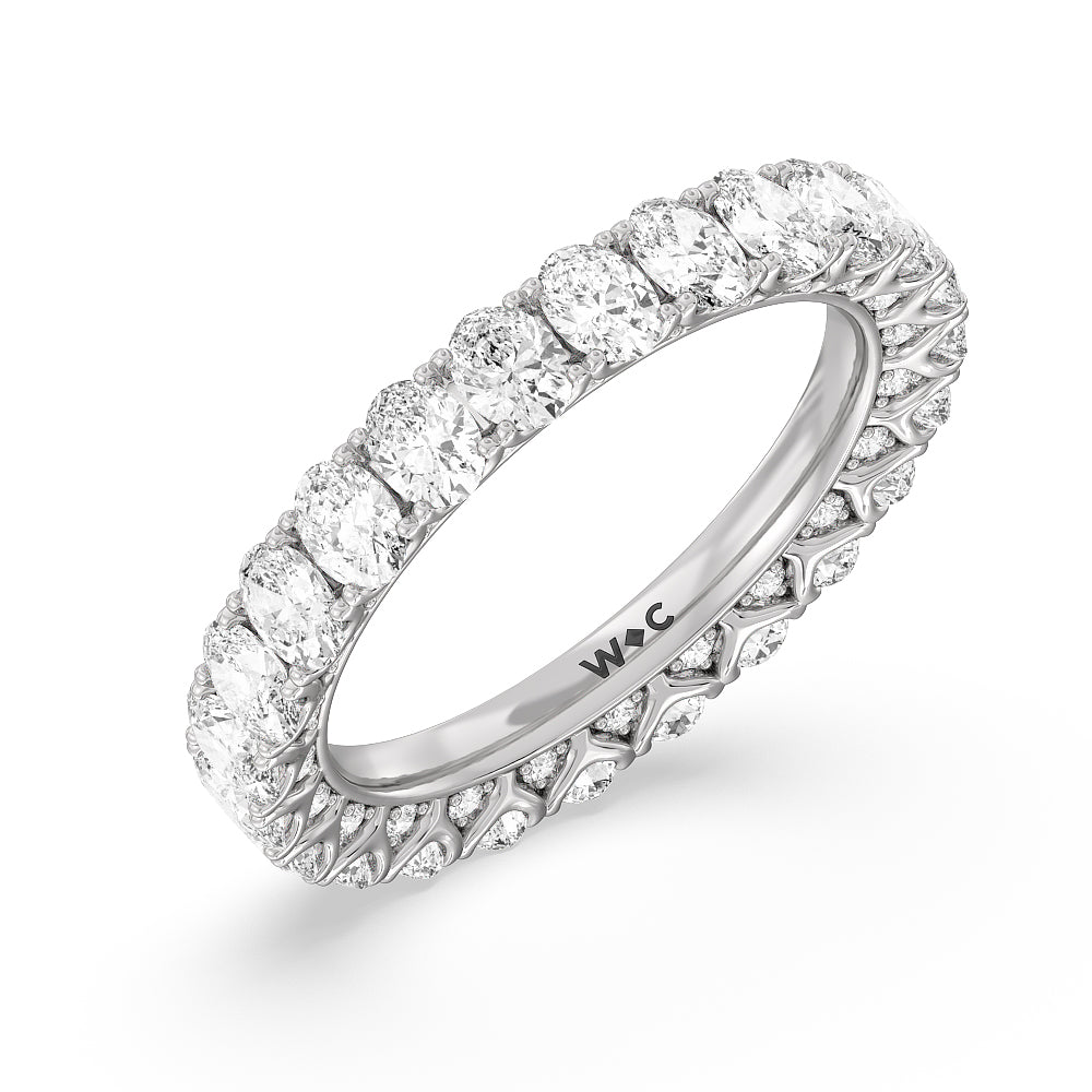 Oval Split Prong Studded Eternity Ring with Platinum / Natural / 3 1/8 Cut Diamond in 14KT Platinum / Natural / 3 1/8 view 3

