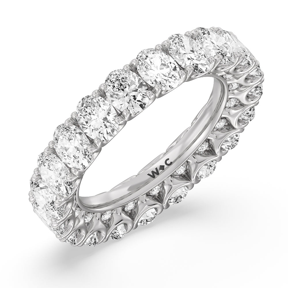 Oval Split Prong Studded Eternity Ring with Platinum / Natural / 6 5/8 Cut Diamond in 14KT Platinum / Natural / 6 5/8 view 3
