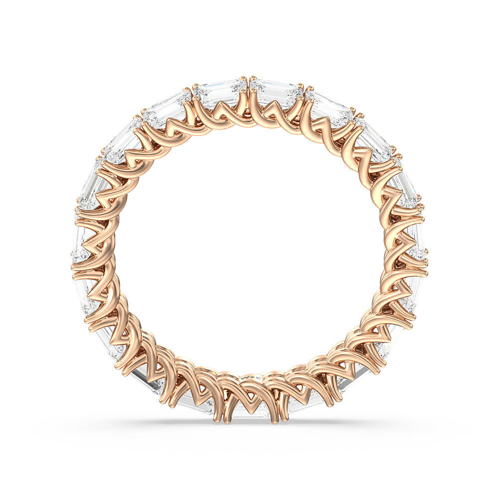 Emerald Trellis Eternity Ring with 18KT Rose Gold / Natural / 3 Cut Diamond in 14KT Rose Gold / Natural / 3 view 2
