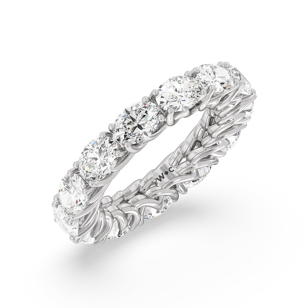 East-West Oval Trellis Eternity Ring with Platinum / Natural / 6 1/2 Cut Diamond in 14KT Platinum / Natural / 6 1/2 view 3
