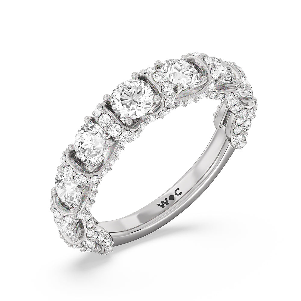 The Crown Anniversary Ring (F/G SI+) with Platinum / Natural / 2 1/2 Cut Diamond in 14KT Platinum / Natural / 2 1/2 view 6
