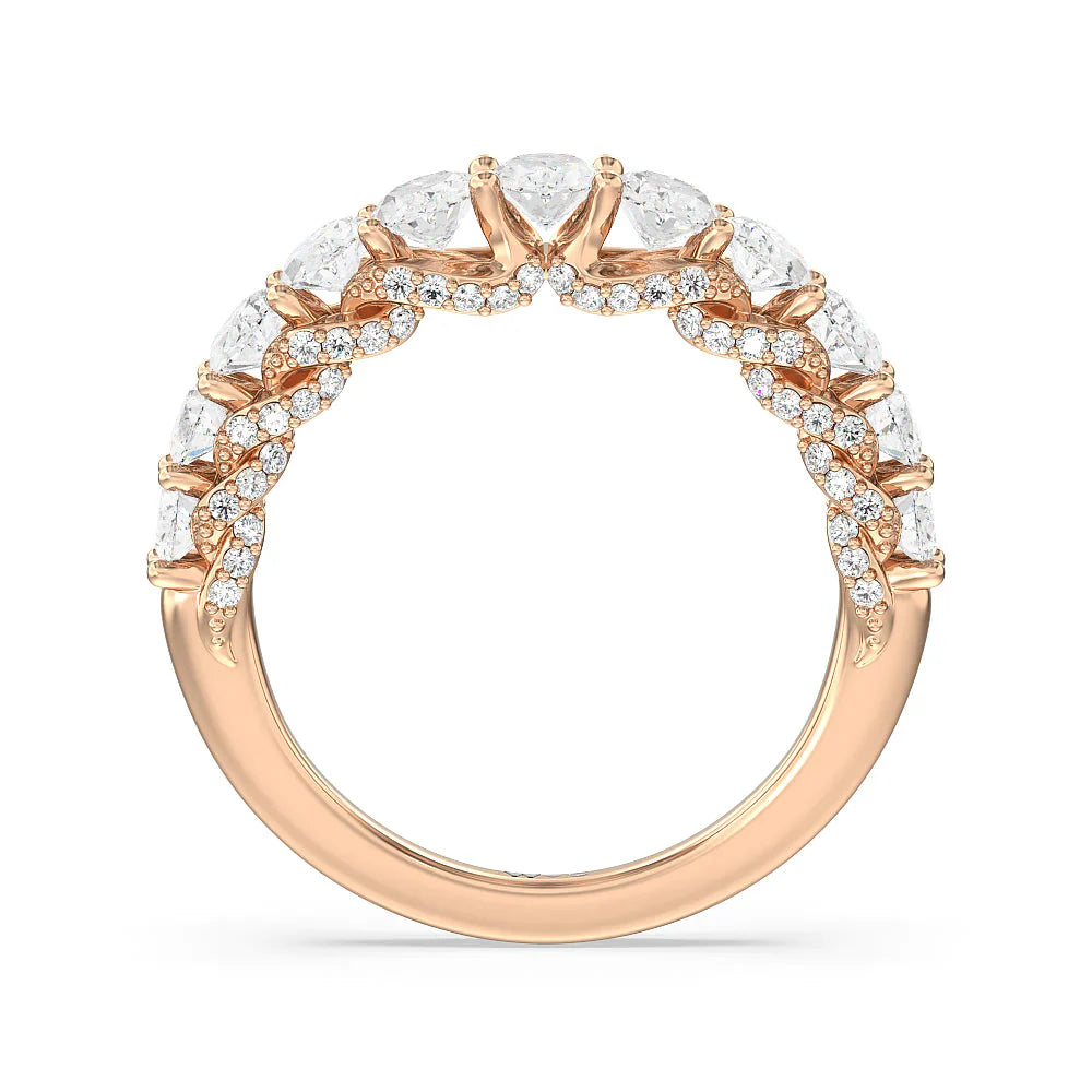 The Regal Anniversary Ring (E+ VS+) with 18KT Rose Gold / Lab / 2 5/8 Cut Diamond in 14KT Rose Gold / Lab / 2 5/8 view 2
