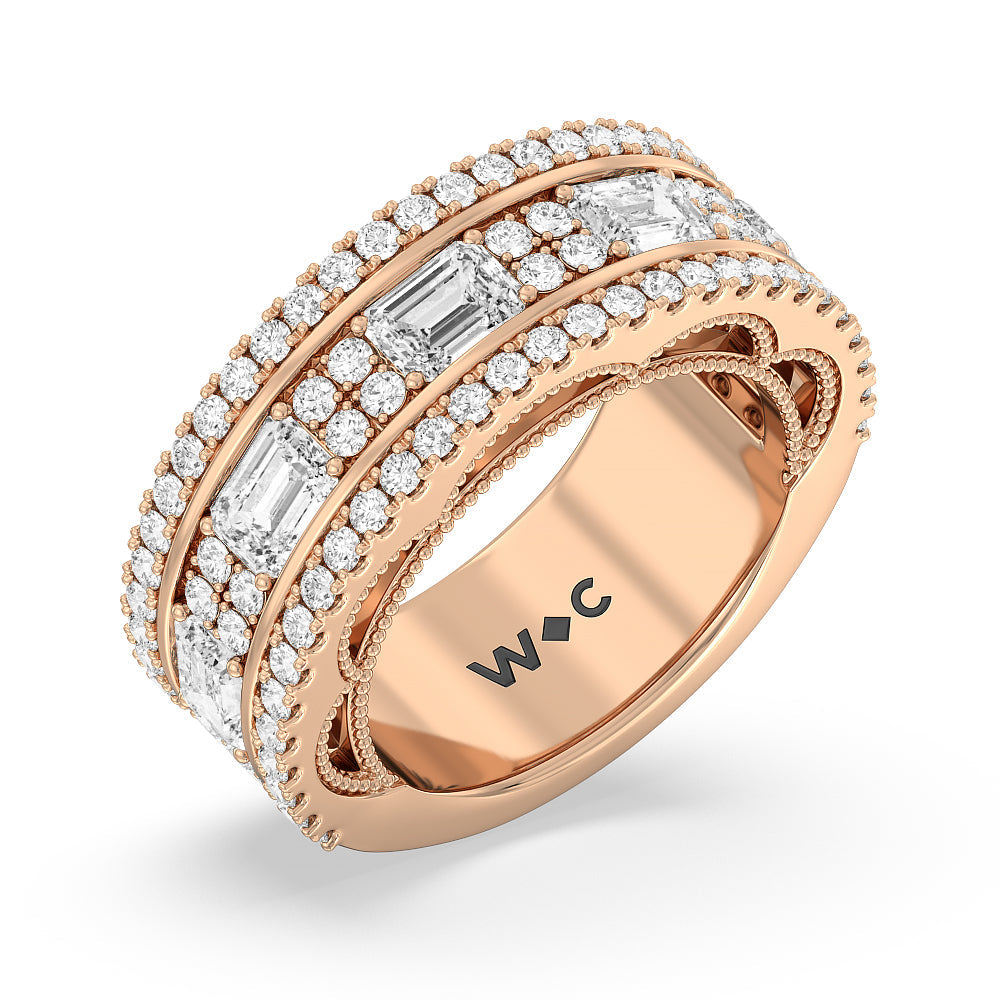 The Beacon Anniversary Ring with 18KT Rose Gold / Natural / 3 Cut Diamond in 14KT Rose Gold / Natural / 3 view 3
