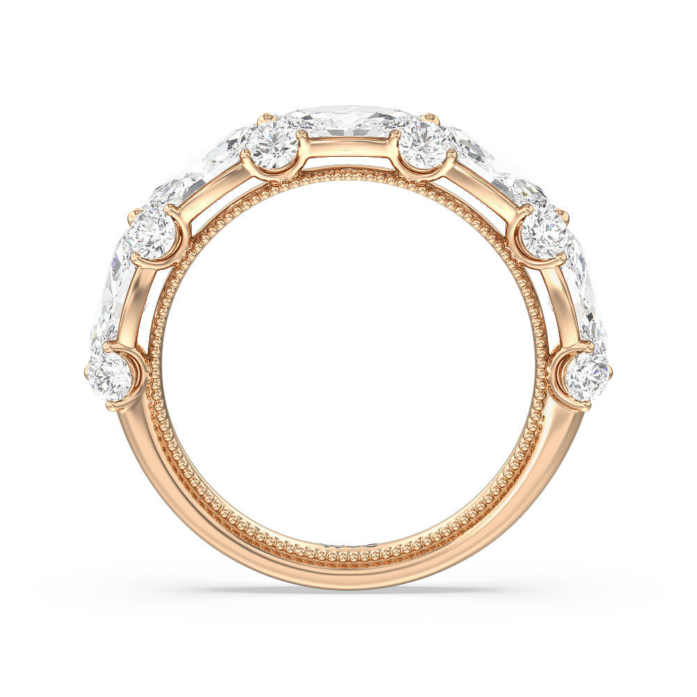 Marquise Diamond Falling Round Diamond Stations Anniversary Ring with 18KT Rose Gold / Natural / 2 1/2 Cut Diamond in 14KT Rose Gold / Natural / 2 1/2 view 2
